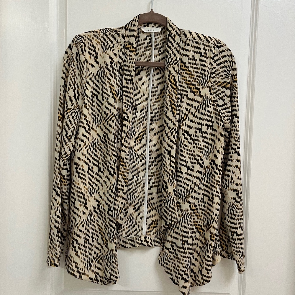 LUSH Animal Print Open Front Draped Blazer Jacket - Size S